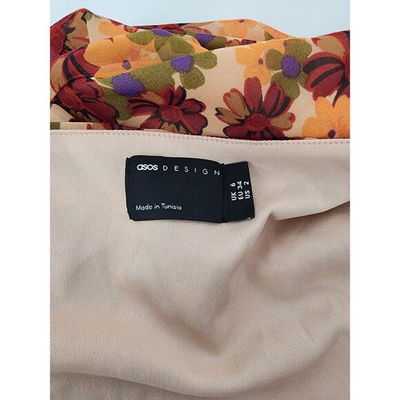 ASOS Design Floral Sheer Sleeve Maxi Dress Women’s Size 2 - Picture 7 of 12